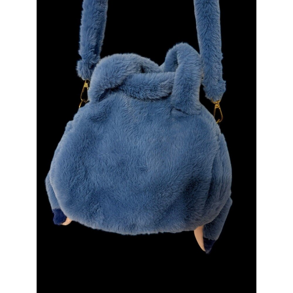 Disney Stitch Plush Crossbody Bag Fuzzy Blue Character Purse Zipper Closure - Picture 8 of 9
